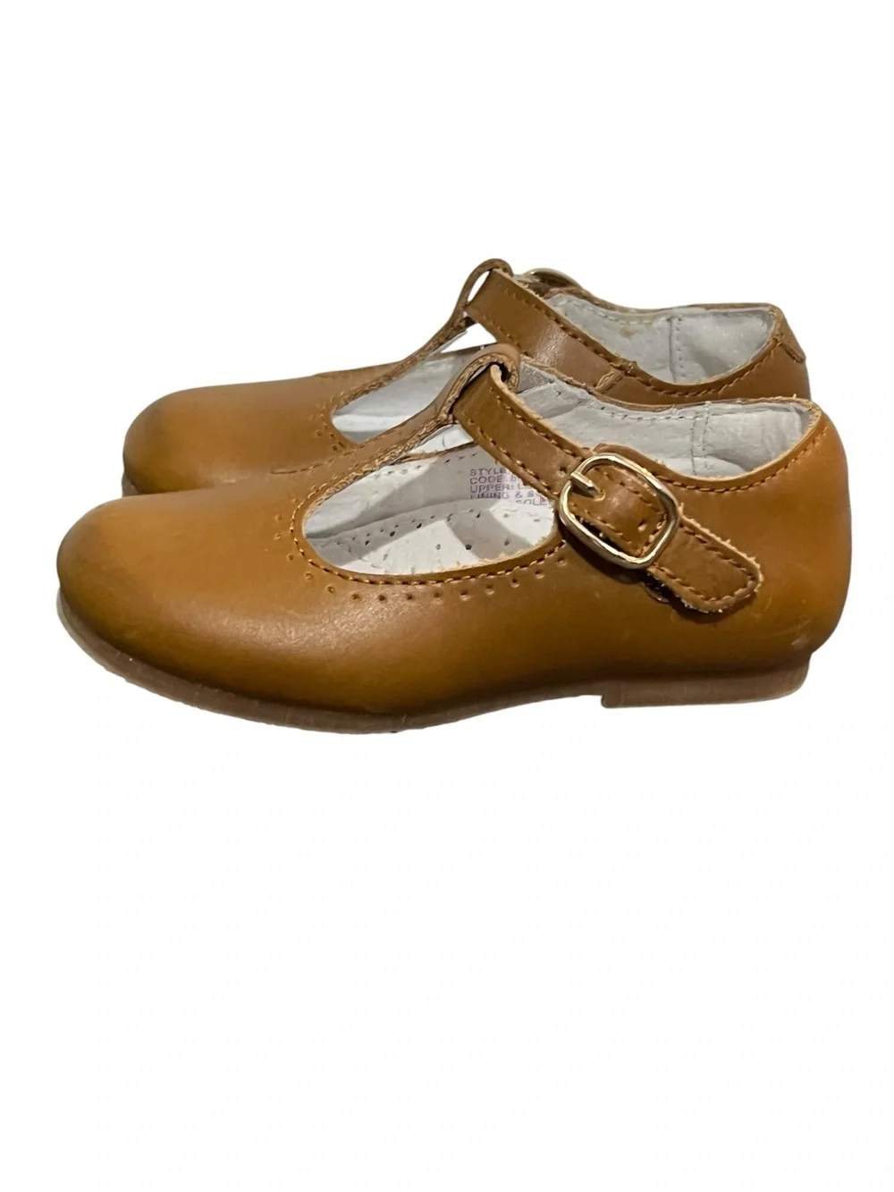 L'Amour Girls' T-Strap Mary Jane Shoes Leather Brown Size 6